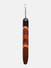 03.00mm Wenge + White Oak + Tarara + Lacewood + Dark Roasted Maple Diagonal Stripes Metal Crochet Hook (Item #156)