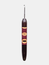 03.00mm Dark Roasted Maple + Purpleheart / Wenge / Spalted Maple Zigzag Metal Crochet Hook (Item #182)