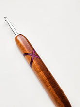 06.00mm Light Roasted Maple + Purpleheart XO Metal Crochet Hook (Item #122)