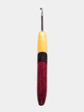 04.50mm Yellowheart + Wenge + Purpleheart Metal Crochet Hook (Item #169)