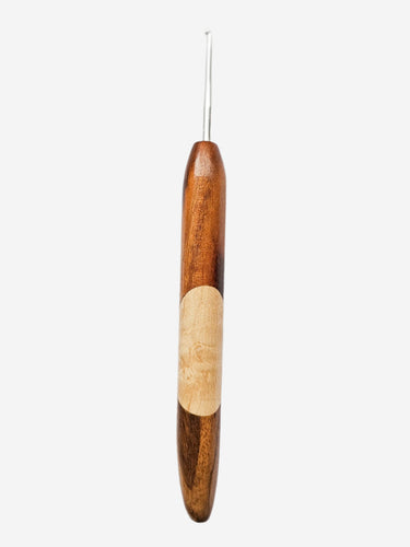 02.00mm Tigerwood + Maple + Zebrawood Art Deco Metal Crochet Hook (Item #59)
