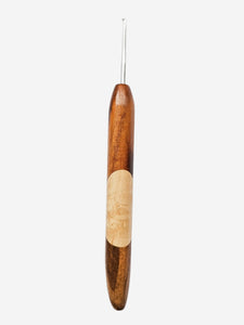 02.00mm Tigerwood + Maple + Zebrawood Art Deco Metal Crochet Hook (Item #146)