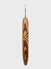 03.00mm Zebrawood + Yellowheart + Purpleheart XO Metal Crochet Hook (Item #89)