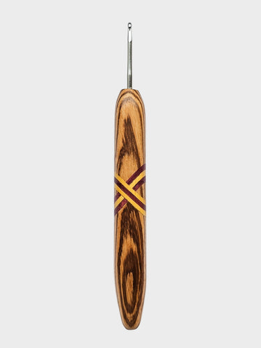 03.00mm Zebrawood + Yellowheart + Purpleheart XO Metal Crochet Hook (Item #89)