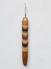 02.50mm Light Roasted Maple + Ash / Walnut / Purpleheart / Wenge Chevron Metal Crochet Hook (Item #206)
