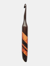 07.00mm Dark Roasted Maple + Canary + Wenge Diagonal Stripes Crochet Hook (Item #113)