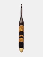 06.00mm Dark Roasted Maple + Canary / Wenge Diagonal Stripes Crochet Hook (Item #192)