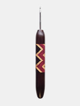 03.00mm Dark Roasted Maple + Purpleheart / Wenge / Spalted Maple Zigzag Metal Crochet Hook (Item #182)