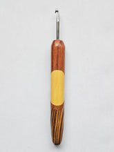 04.50mm Tigerwood + Yellowheart + Sapele + Zebrawood Art Deco Metal Crochet Hook (Item #152)