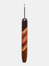 03.00mm Wenge + White Oak + Tarara + Lacewood + Dark Roasted Maple Diagonal Stripes Metal Crochet Hook (Item #156)