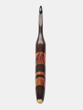 07.00mm Dark Roasted Maple + Canary + Wenge Diagonal Stripes Crochet Hook (Item #113)