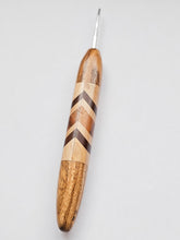 02.00mm Zebrawood + Maple / DRM / Tigerwood Chevron Metal Crochet Hook (Item #143)