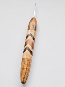 02.00mm Zebrawood + Maple / DRM / Tigerwood Chevron Metal Crochet Hook (Item #143)