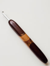 05.00mm Dark Roasted Maple + Zebrawood + Maple + Tigerwood Art Deco Metal Crochet Hook (Item #104)