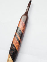 06.50mm Dark Roasted Maple + Canary + Wenge Diagonal Stripes Crochet Hook (Item #111)
