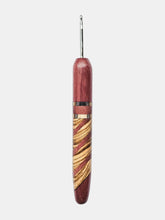03.50mm Purpleheart + Green Spectraply + Zebrawood Diagonal Stripes Metal Crochet Hook (Item #148)