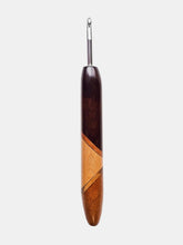 05.00mm Dark Roasted Maple + Tigerwood + Maple + Zebrawood Art Deco Metal Crochet Hook (Item #115)