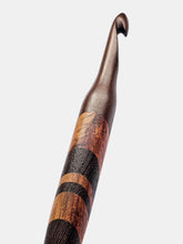 11.00mm Dark Roasted Maple + Canary / Wenge Diagonal Stripes Crochet Hook (Item #186)