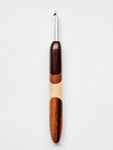 06.00mm Dark Roasted Maple + Tigerwood + Birdseye Maple Art Deco CLOVER Metal Crochet Hook (Item #197)