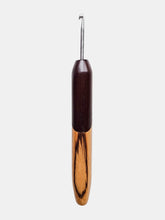 04.00mm Dark Roasted Maple + Zebrawood Metal Crochet Hook (Item #128)