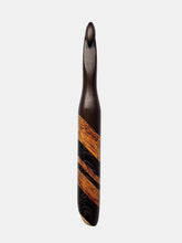 11.00mm Dark Roasted Maple + Canary / Wenge Diagonal Stripes Crochet Hook (Item #184)