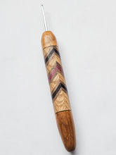 02.50mm Light Roasted Maple + Ash / Walnut / Purpleheart / Wenge Chevron Metal Crochet Hook (Item #206)