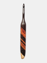 06.50mm Dark Roasted Maple + Canary + Wenge Diagonal Stripes Crochet Hook (Item #111)