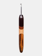 04.00mm Dark Roasted Maple + Tigerwood + Birdseye Maple + Zebrawood Art Deco Metal Crochet Hook (Item #171)