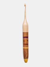 04.50mm Maple + Cherry + Purpleheart + Osage + Yellowheart Stripes Crochet Hook (Item #236)