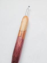 05.00mm Ash + Tigerwood + Purpleheart Art Deco Metal Crochet Hook (Item #188)