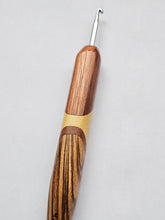 04.50mm Tigerwood + Yellowheart + Sapele + Zebrawood Art Deco Metal Crochet Hook (Item #152)