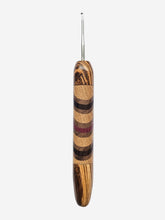 02.00mm Zebrawood + Ash / Walnut / Purpleheart / Wenge Chevron Metal Crochet Hook (Item #130)