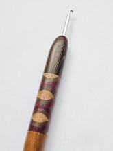 04.00mm Wenge + Purpleheart / Walnut / Ash Zigzag + Light Roasted Maple Metal Crochet Hook (Item #197)