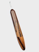 03.00mm Dark Roasted Maple + Zebrawood + Tigerwood Art Deco Metal Crochet Hook (Item #102)
