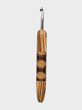 06.00mm Zebrawood + Wenge / Walnut / Ash Zigzag Metal Crochet Hook (Item #75)