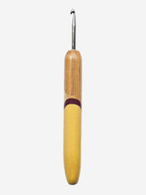 04.50mm Ash + Maple + Purpleheart + Yellowheart Art Deco Metal Crochet Hook (Item #148)