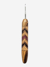 02.00mm Zebrawood + Ash / Walnut / Purpleheart / Wenge Chevron Metal Crochet Hook (Item #130)