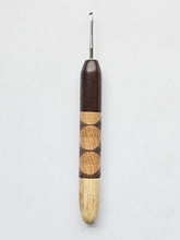02.50mm Dark Roasted Maple + Wenge / Walnut / Ash Zigzag + Spalted Tamarind Metal Crochet Hook (Item #201)