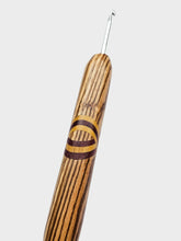 03.00mm Zebrawood + Yellowheart + Purpleheart XO Metal Crochet Hook (Item #89)