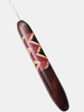 03.00mm Dark Roasted Maple + Purpleheart / Wenge / Spalted Maple Zigzag Metal Crochet Hook (Item #182)