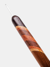 03.00mm Wenge + White Oak + Tarara + Lacewood + Dark Roasted Maple Diagonal Stripes Metal Crochet Hook (Item #156)