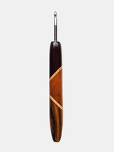 05.00mm Dark Roasted Maple + Maple + Tigerwood + Zebrawood Art Deco Metal Crochet Hook (Item #113)