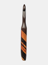10.00mm Dark Roasted Maple + Canary + Wenge Diagonal Stripes Crochet Hook (Item #112)