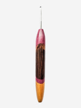 02.00mm Purpleheart + Tigerwood + Wenge + Light Roasted Maple Art Deco Metal Crochet Hook (Item #168)