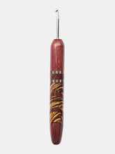 03.50mm Purpleheart + Green Spectraply + Zebrawood Diagonal Stripes Metal Crochet Hook (Item #148)
