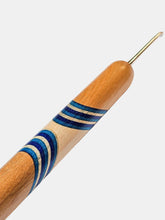 03.00mm Cherry + Blue Spectraply + Maple + Birdseye Maple Art Deco Metal Crochet Hook (Item #174)