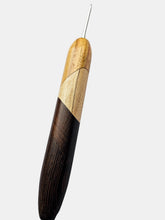 02.25mm Canary + Spalted Maple + Dark Roasted Maple + Wenge Art Deco CLOVER Metal Crochet Hook (Item #164)