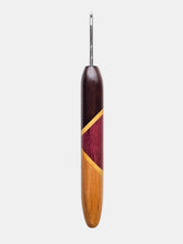 03.00mm Dark Roasted Maple + Yellowheart + Purpleheart + Ash Art Deco Metal Crochet Hook (Item #173)