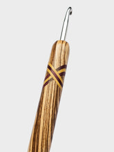 06.00mm Zebrawood + Purpleheart / Yellowheart XO Metal Crochet Hook (Item #93)