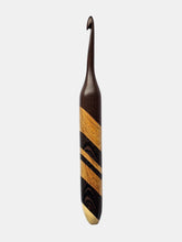 06.00mm Dark Roasted Maple + Canary / Wenge Diagonal Stripes Crochet Hook (Item #192)